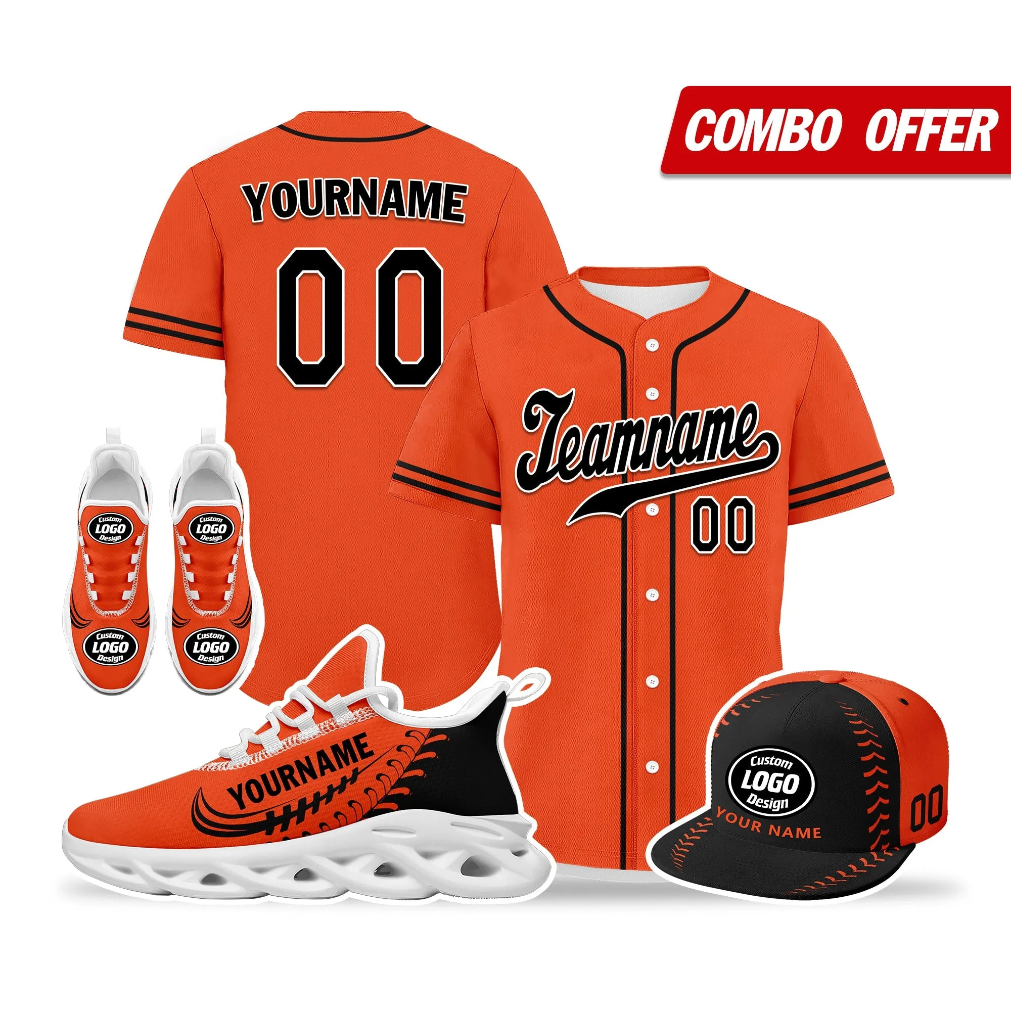 Unique Gift,Custom Orange Jersey MaxSoul Shoes and Hat Combo Offer Personalized ZH-bd0b00e0-b0